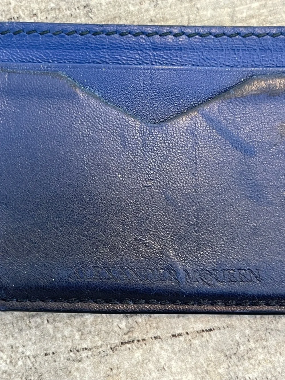 Alexander McQueen Mens Wallet Card Holder Leather Blue